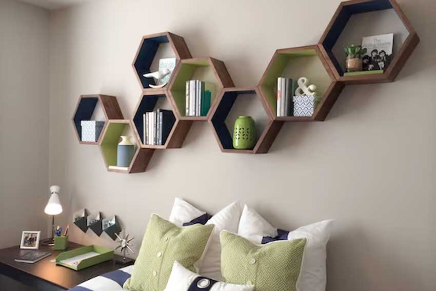 Hexagonal Wall Shelves within