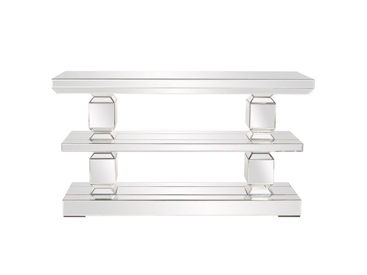Howard Elliott Mirrored 3 Shelf Console Table | Howard Elliott Mirror ... within The Art of Display Practical Applications for the Howard Elliott Mirrored Shelf