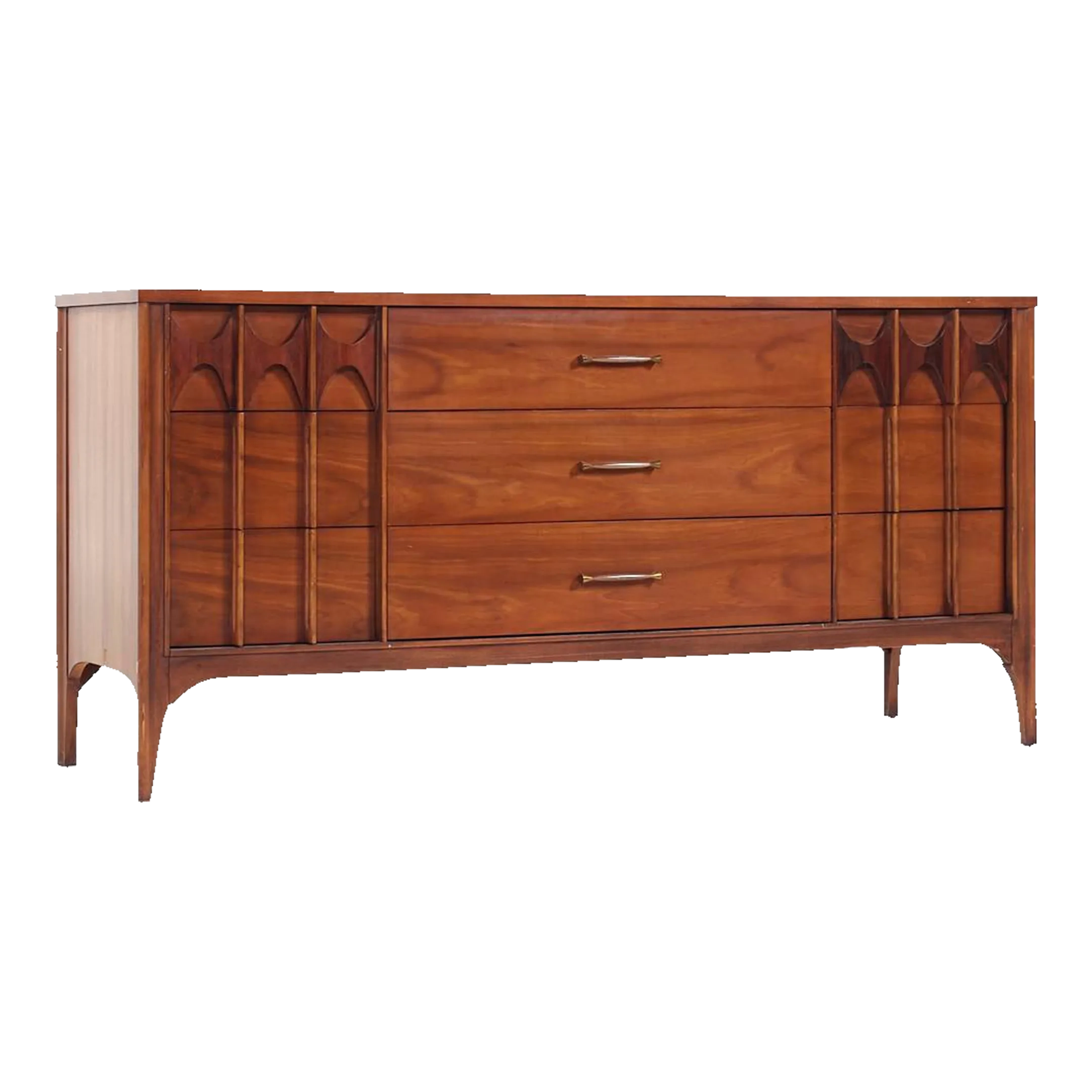 Kent Coffey Perspecta Mid Century Walnut And Rosewood 9 Drawer Lowboy ... in Abelard Dresser Unveiled A Guide to Mid-Century Walnut Beauty