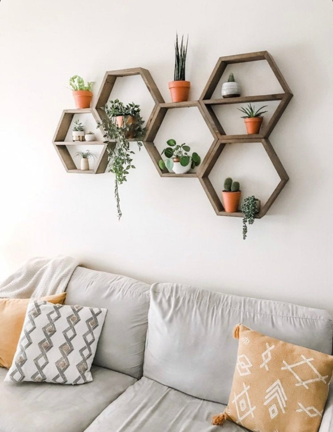 Large Hexagon Shelves / Wall Decor /Honeycomb Shelves / Rustic - Etsy throughout