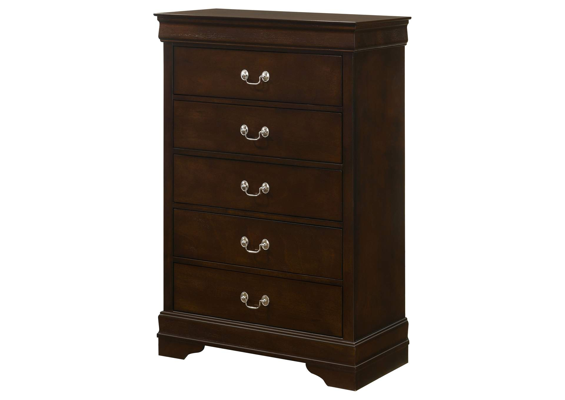 Louis Philippe 5-Drawer Chest With Silver Bails Cappuccino in