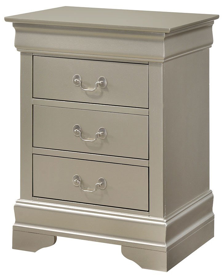 Louis Phillipe 3 Drawer Nightstand (Silver Champagne) By Glory ... in