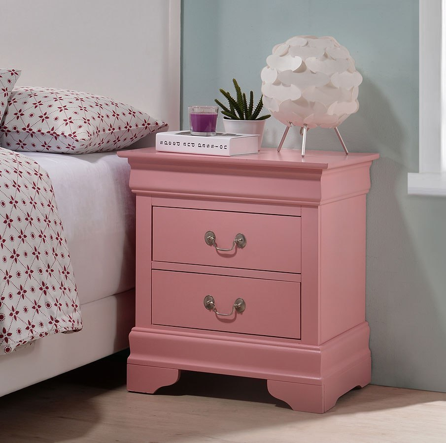 Louis Phillipe Nightstand (Pink) By Glory Furniture | Furniturepick intended for