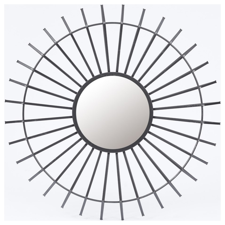 Luxenhome 32-Inch Round Black Metal Accent Wall Mirror - Midcentury ... for