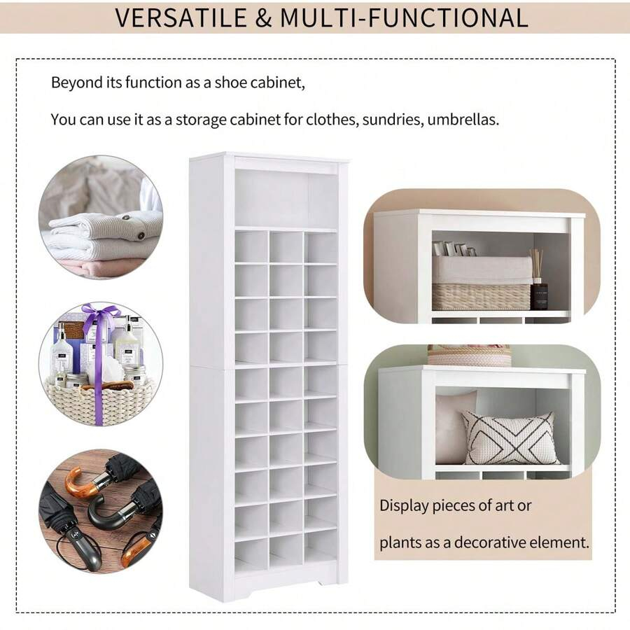 Merax Stylish Design 30 Shoe Cubby Console, Contemporary Shoe Cabinet ... inside