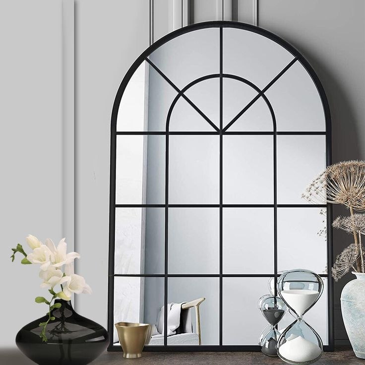 Metal Accent Mirror - Farmhouse Arch Window Mirror within