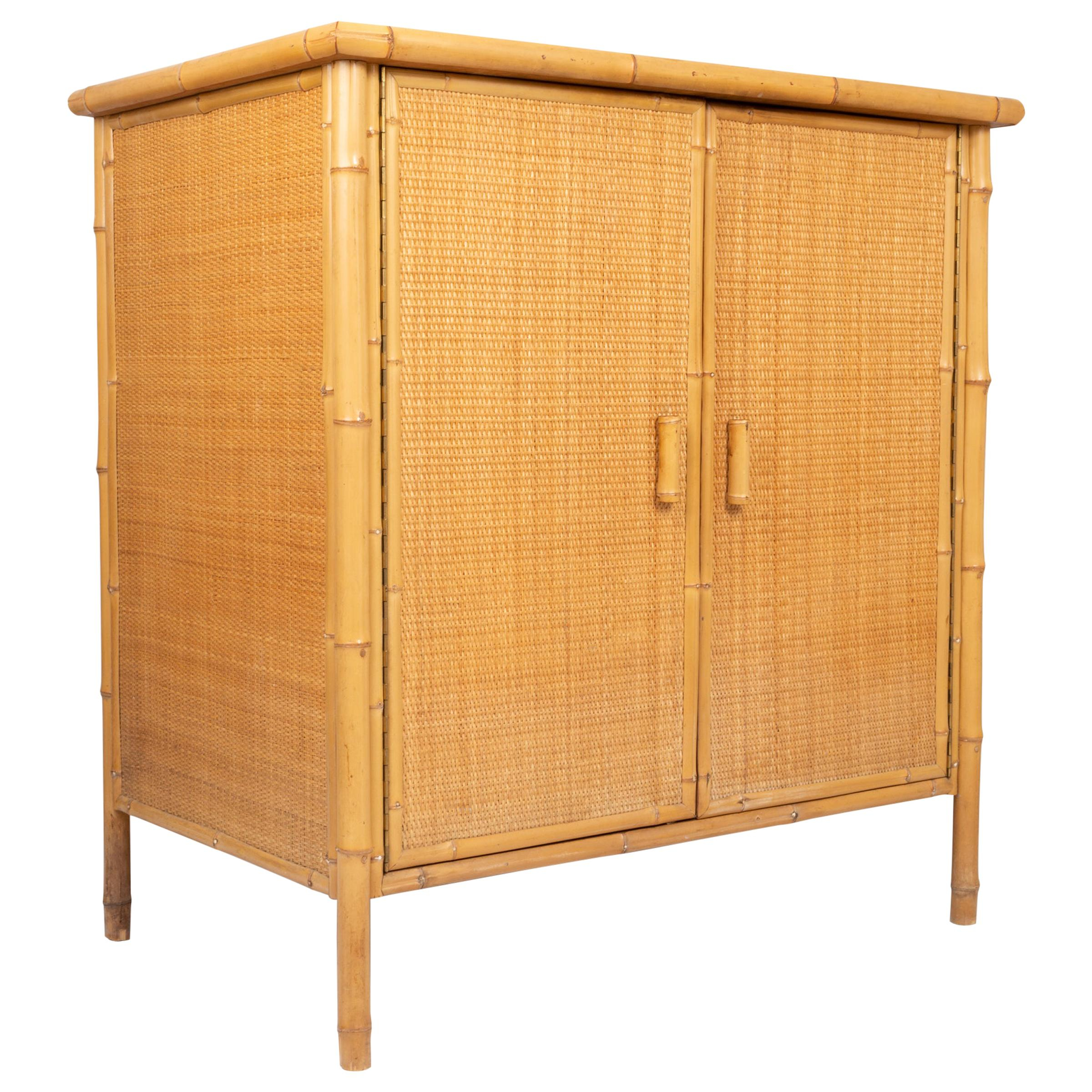Mid-Century Modern Rattan 4-Door Cabinet, 1970S At 1Stdibs with regard to Unveiling the Allure of the Mignon Mid-Century Modern Rattan Chest