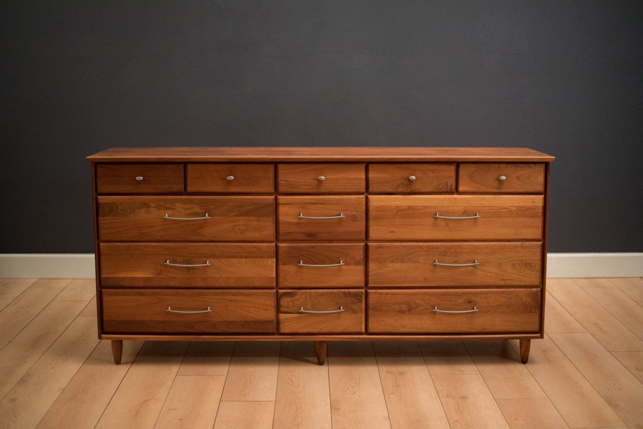 Mid Century Solid Walnut Dresser - Mid Century Maddist throughout
