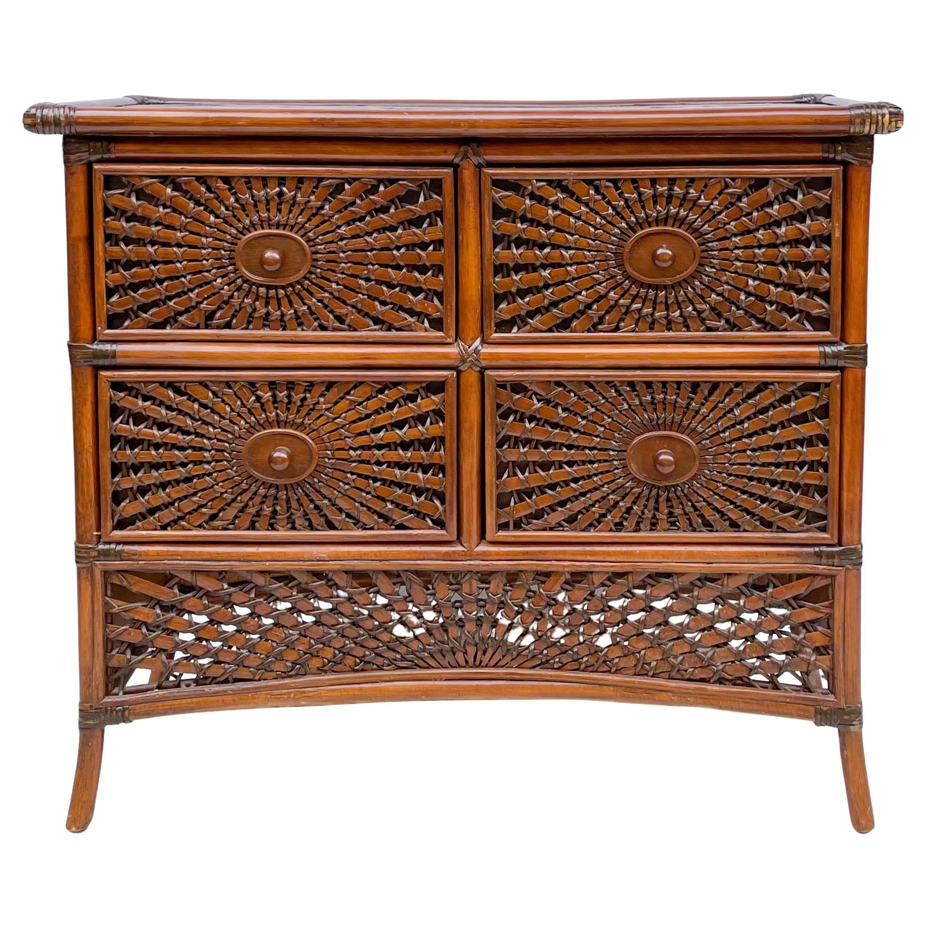 Mid-Century Woven Rattan / Bamboo Chest Of Drawers At 1Stdibs with regard to Unveiling the Allure of the Mignon Mid-Century Modern Rattan Chest