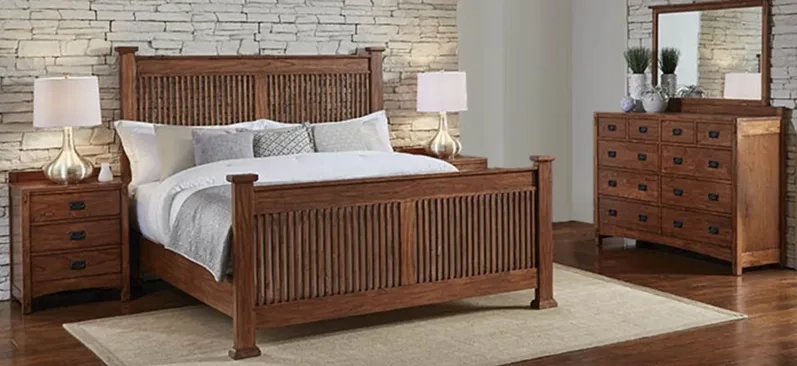 Mission Hill 4-Pc. Panel Bedroom Set In Harvest By A-America for Exploring the Heritage of the Mission Hill Mirror Harvest Collection