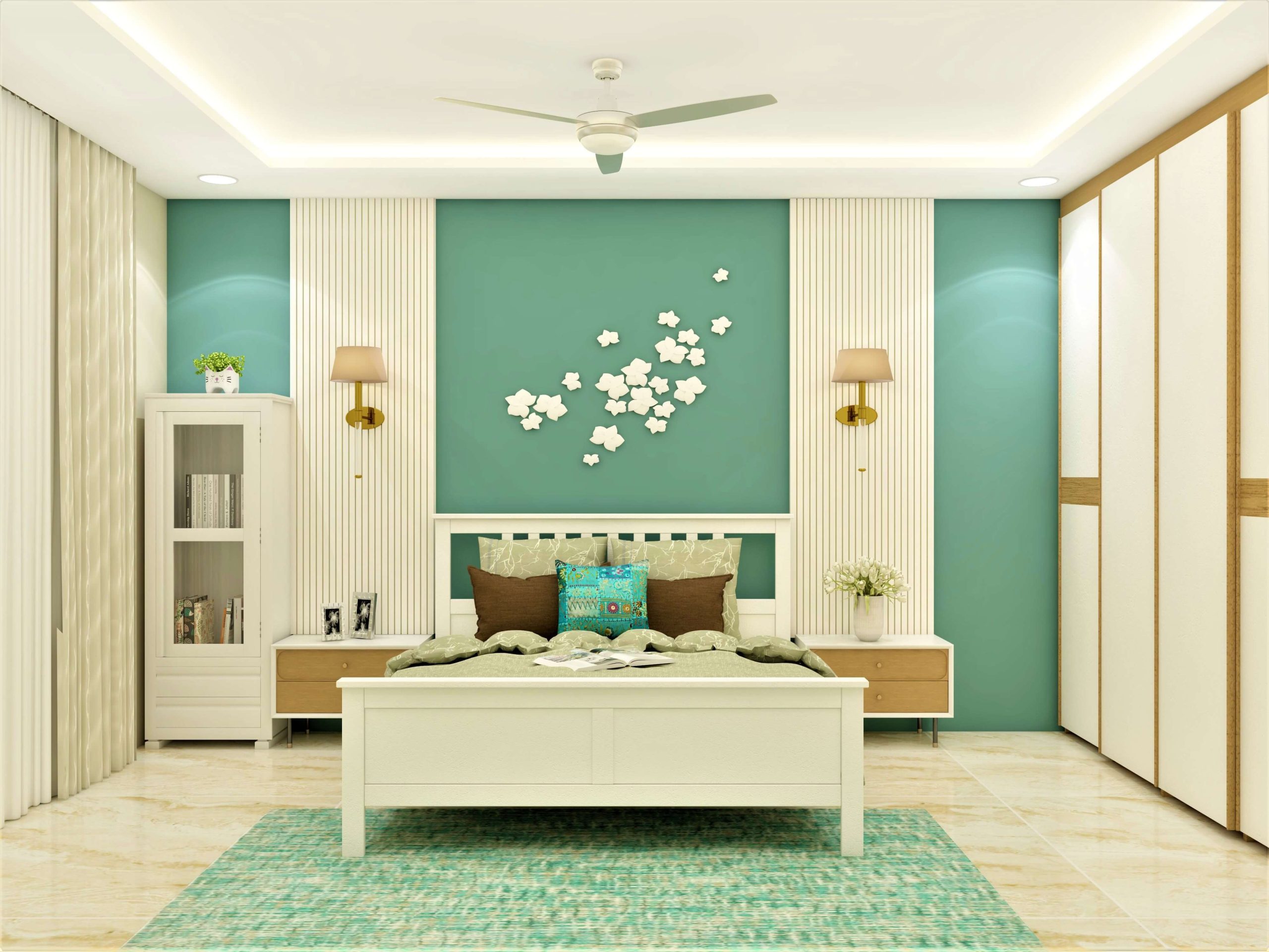 Modern Spacious Bedroom Design With Fluted Panels | Beautiful Homes with regard to