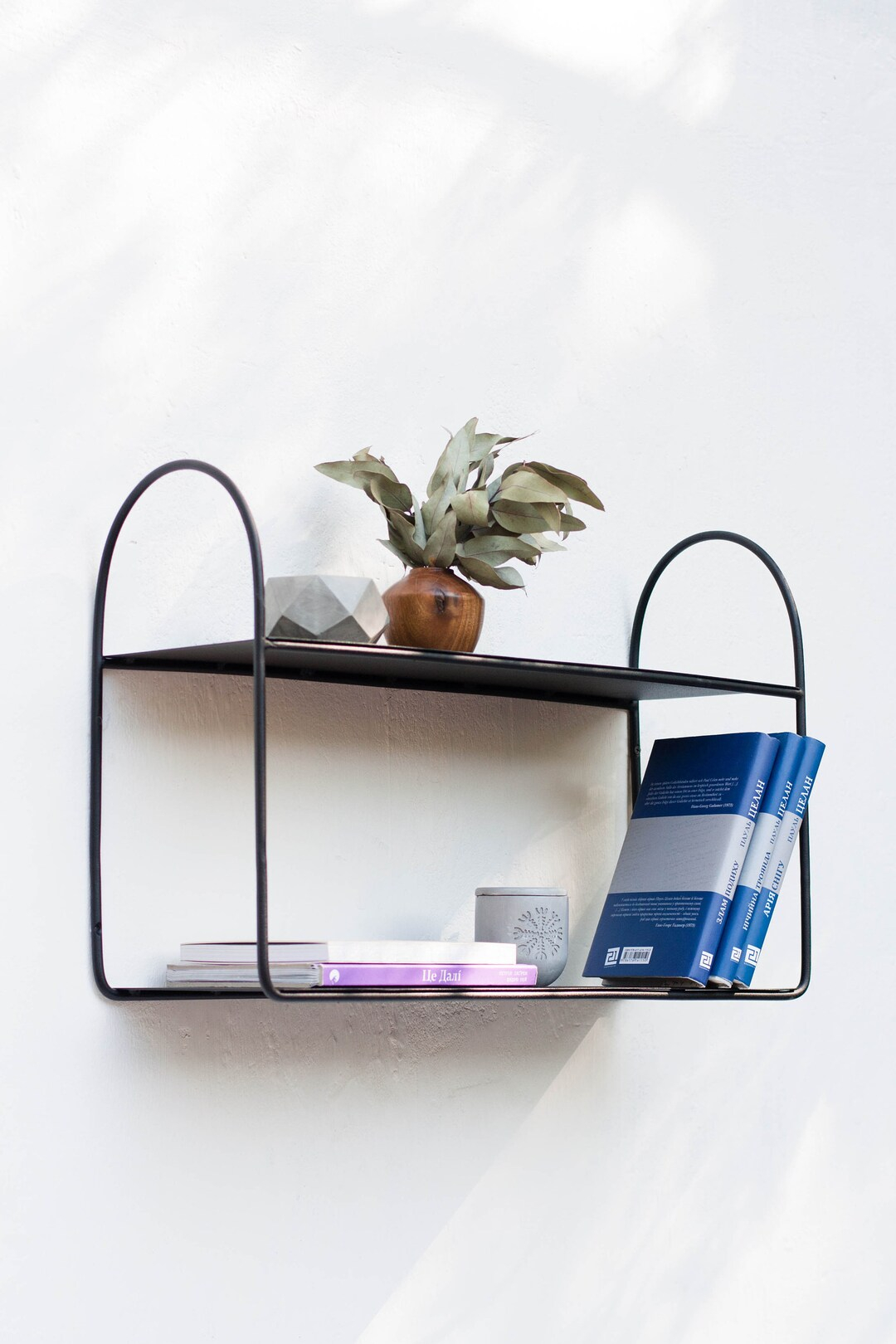 Modern Wall Shelf, Black Metal Wall Shelf, Minimalist Wall Shelf, Wall ... inside