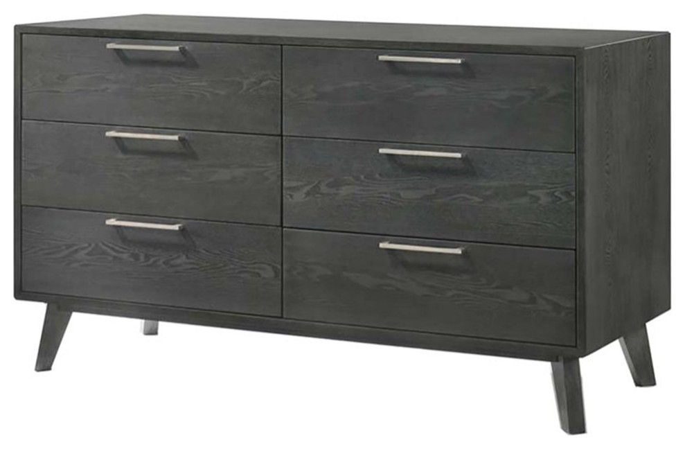 Modrest Soria 6-Drawer Modern Wood & Stainless Steel Dresser In Wash ... pertaining to