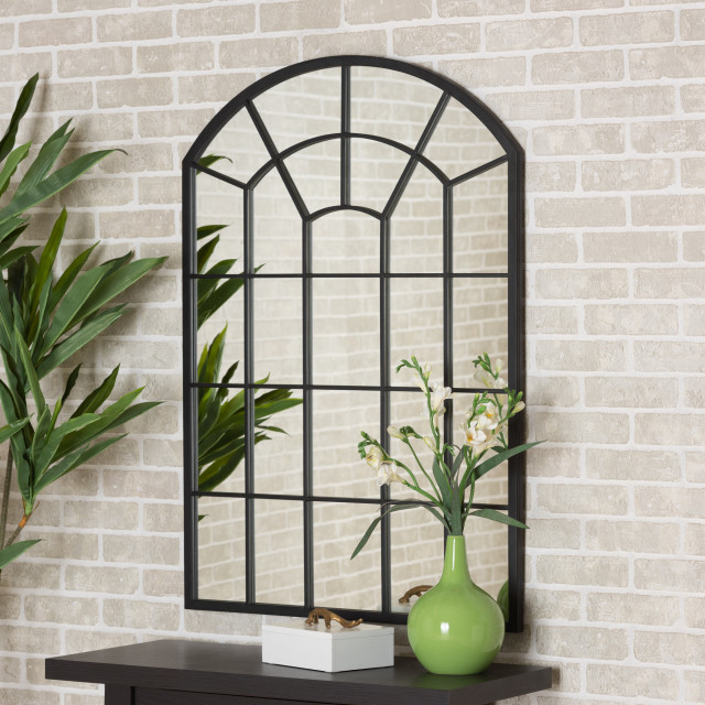 Nerina Modern And Contemporary Black Metal Accent Wall Mirror ... for