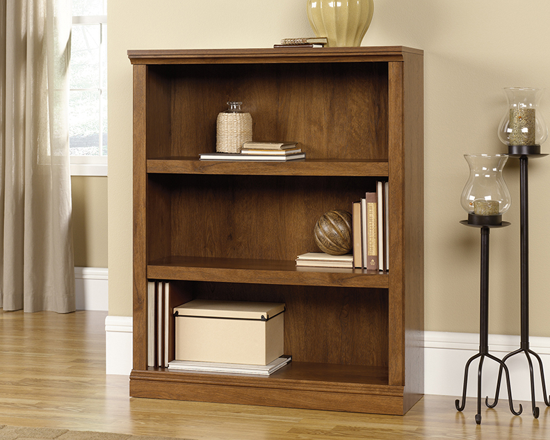Sauder Select 3-Shelf Bookcase 410372 | Oiled Oak® regarding