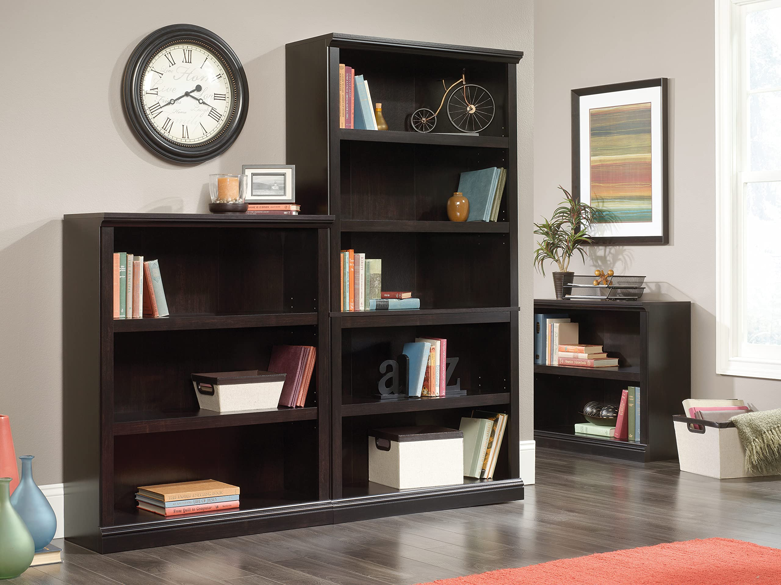 Sauder Select Collection 5-Shelf Bookcase, Estate Black Finish regarding