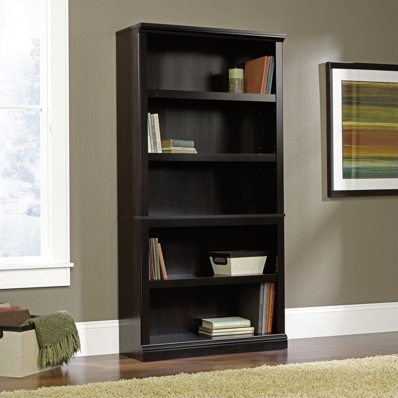 Sauder Select Engineered Wood 5-Shelf Bookcase In Glacier Oak ... regarding Checked Oak and Black Style How the Sauder Bookcase Enhances Any Room