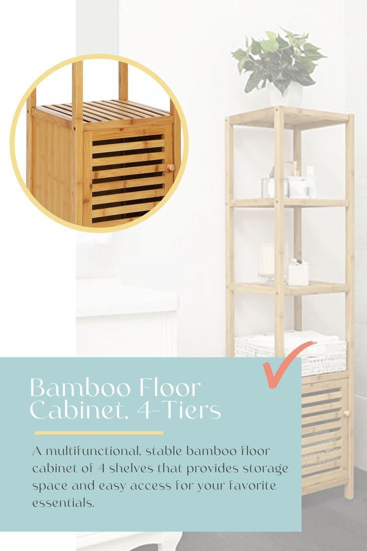 Songmics Bamboo Bathroom Storage Floor Cabinet, 4 Tiers Multifunctional ... within