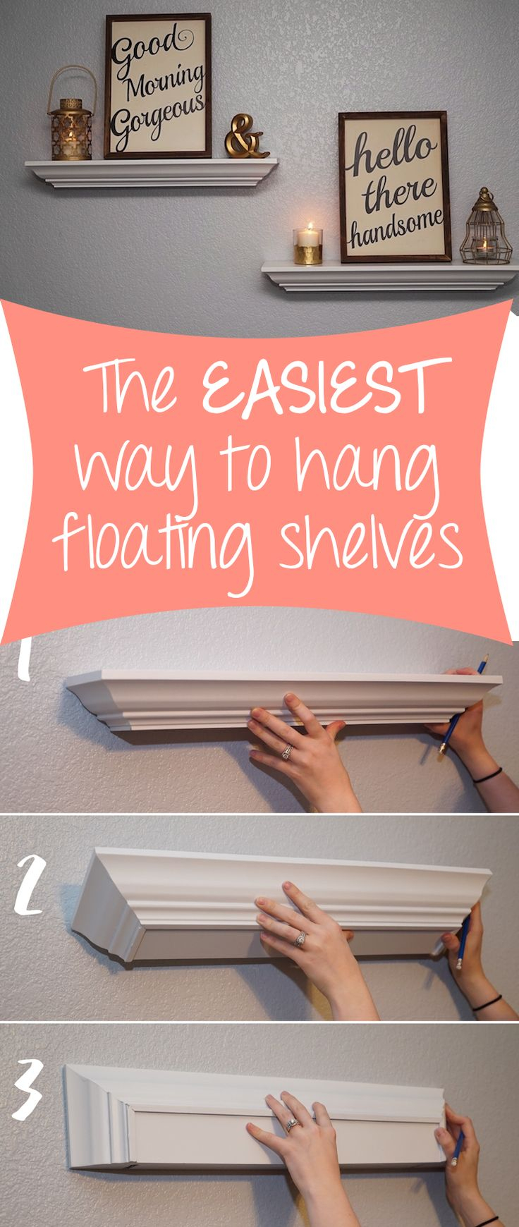 Step-By-Step Guide To Hang Floating Shelves | Floating Shelves ... for Building Your Own Yellowstone Rustic Farmhouse Floating Shelf A Step by Step Guide