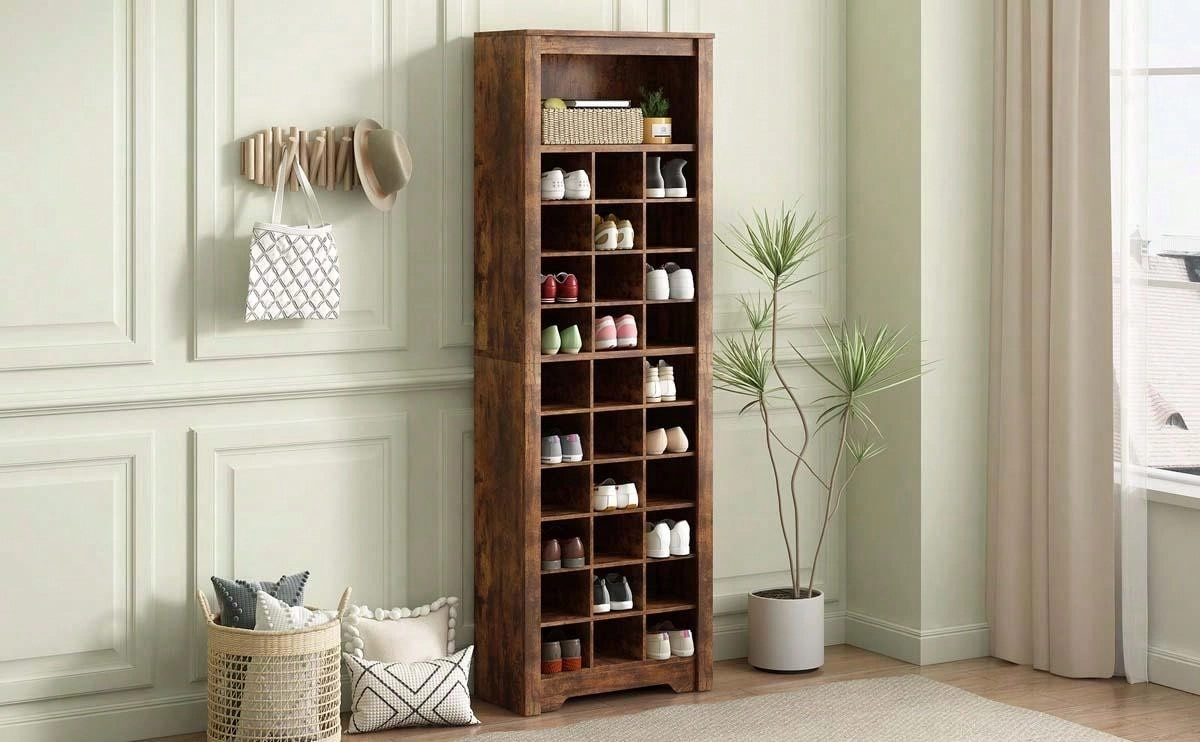 Stylish Design 30 Shoe Cubby Console, Contemporary Shoe Cabinet With ... regarding The Gewnee Stylish Design 30 Shoe Cubby Console Design and Durability Insights