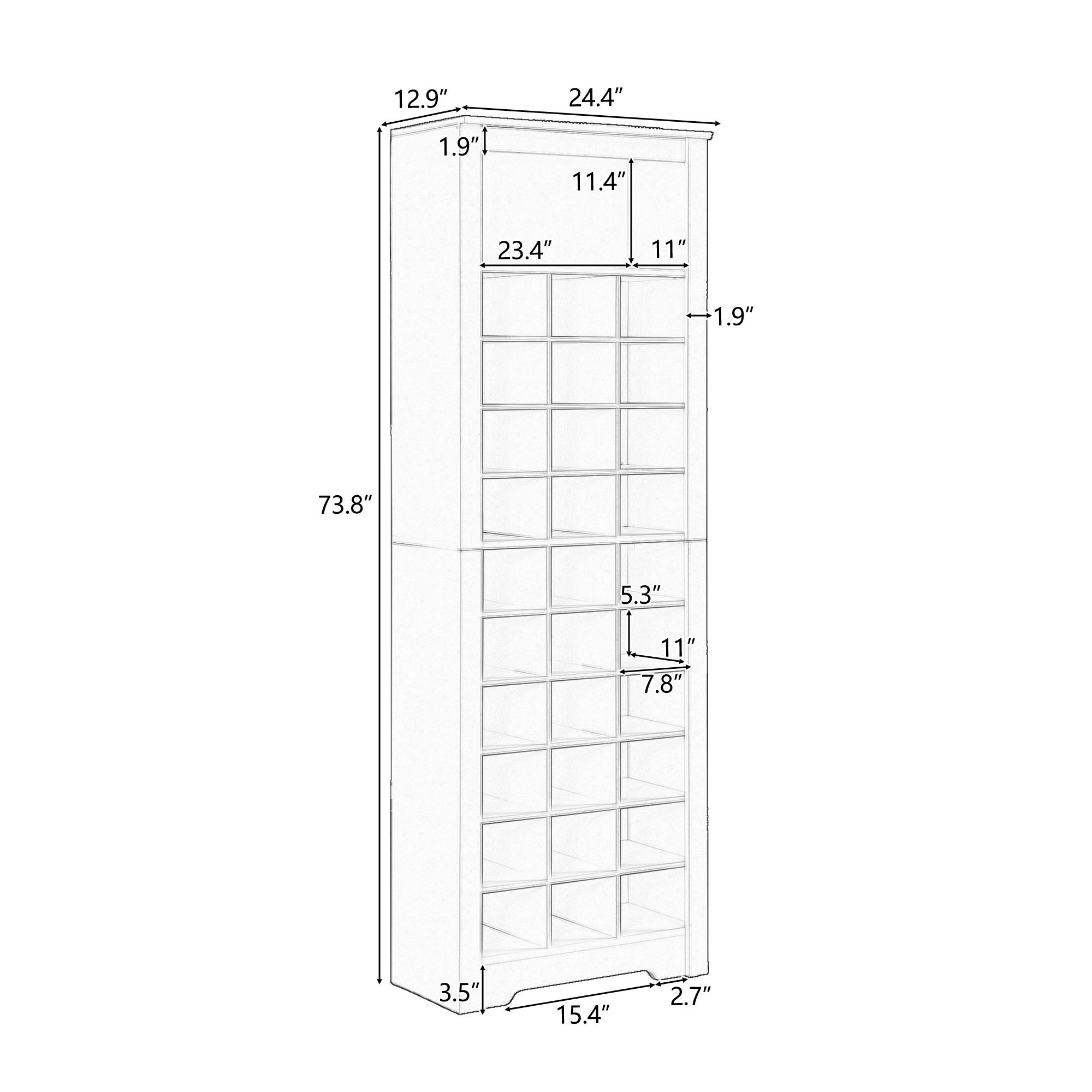 Stylish Design 30 Shoe Cubby Console - Modern Furniture for