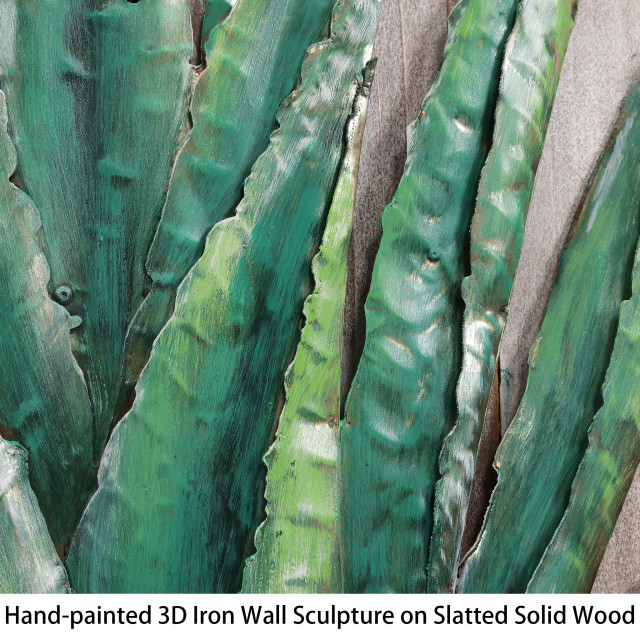 "Succulent 1" Metal Wall Art Hand Painted On Rugged Wooden Blocks Wall ... regarding The Art of Displaying Succulent 1 on Rugged Wooden Blocks Creative Ideas