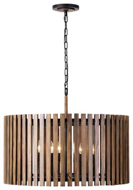 Varaluz Suratto 8 Light Pendant, Matte Black/Medium Walnut - 387P08Mbw ... regarding The Allure of Wood How to Choose the Perfect 8-Light Pendant
