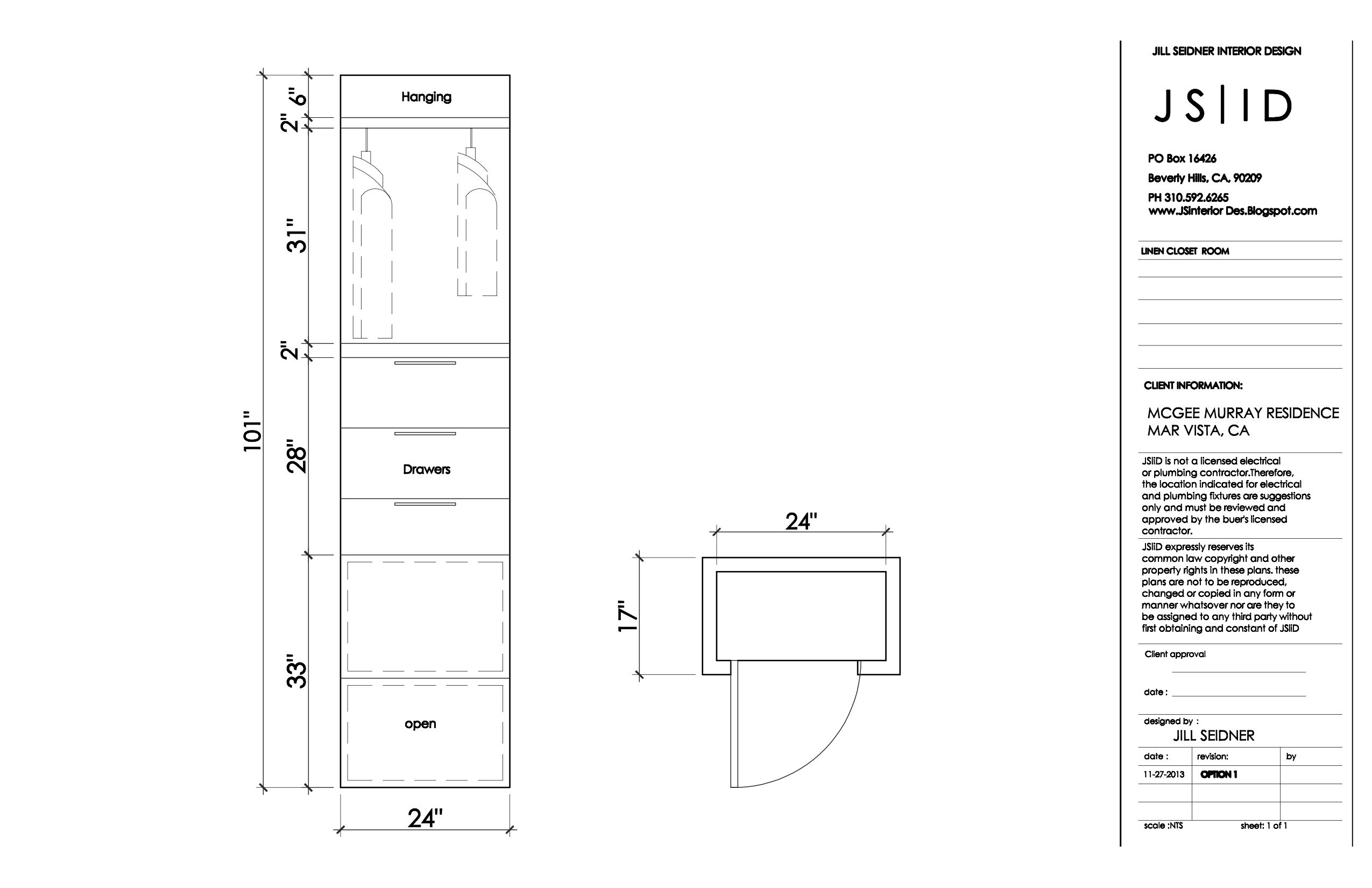 West La, Ca Residence Linen Closet Plan & Elevation Drawing, Option 1 ... intended for Linen Cabinet Dimensions Making the Most of Your 16x15 Space