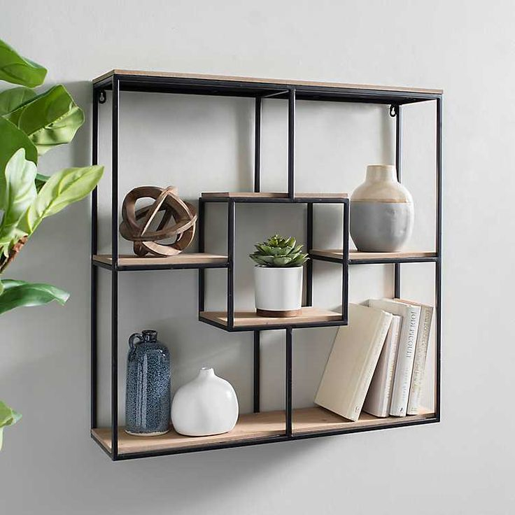 Wood And Metal Modular Wall Shelf From Kirkland's | Metal Wall Shelves ... regarding