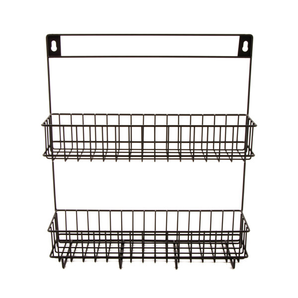 17 Stories Willibert Powder Coated Iron Wall Organizer | Wayfair with The Enduring Appeal of Solid Acacia Wood and Powder-Coated Iron Shelving