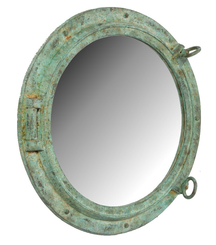 24" Porthole Mirror Shipwreck Finish for