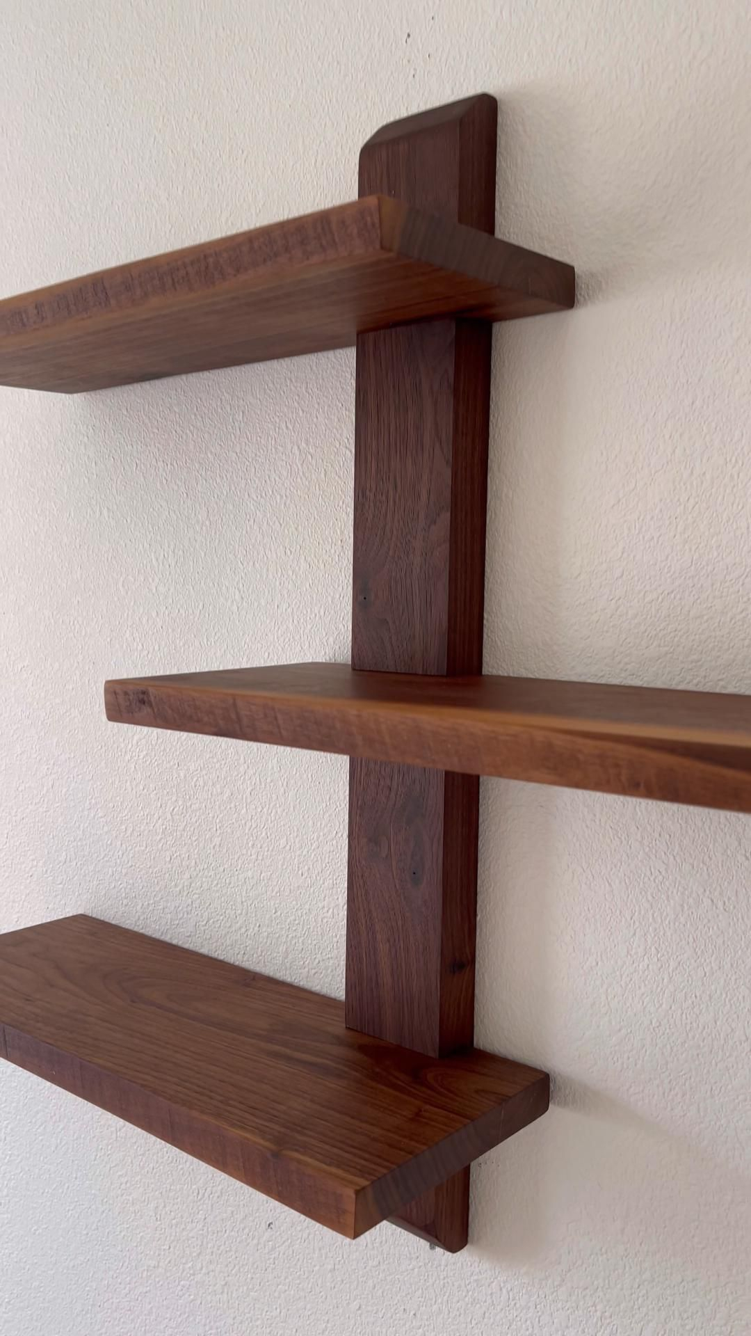 3 Tier Walnut Floating Shelves Home Decor Plant Stands Plant Shelf ... pertaining to