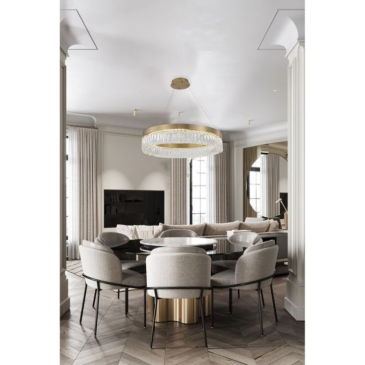 32" Gold Metal Led Chandelier With Clear Crystals - N/A - Bed Bath ... pertaining to