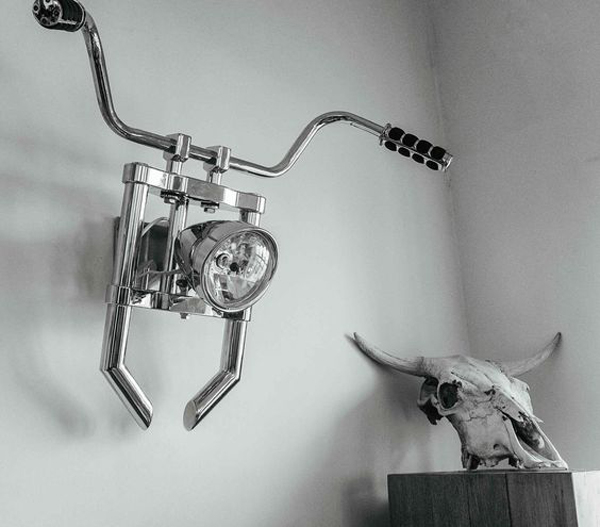 35 Cool Ways To Recycle Motorcycle Parts Into Your Decor | Homemydesign within Curating Collections Insights into Dimensional Motorbike Wall Art