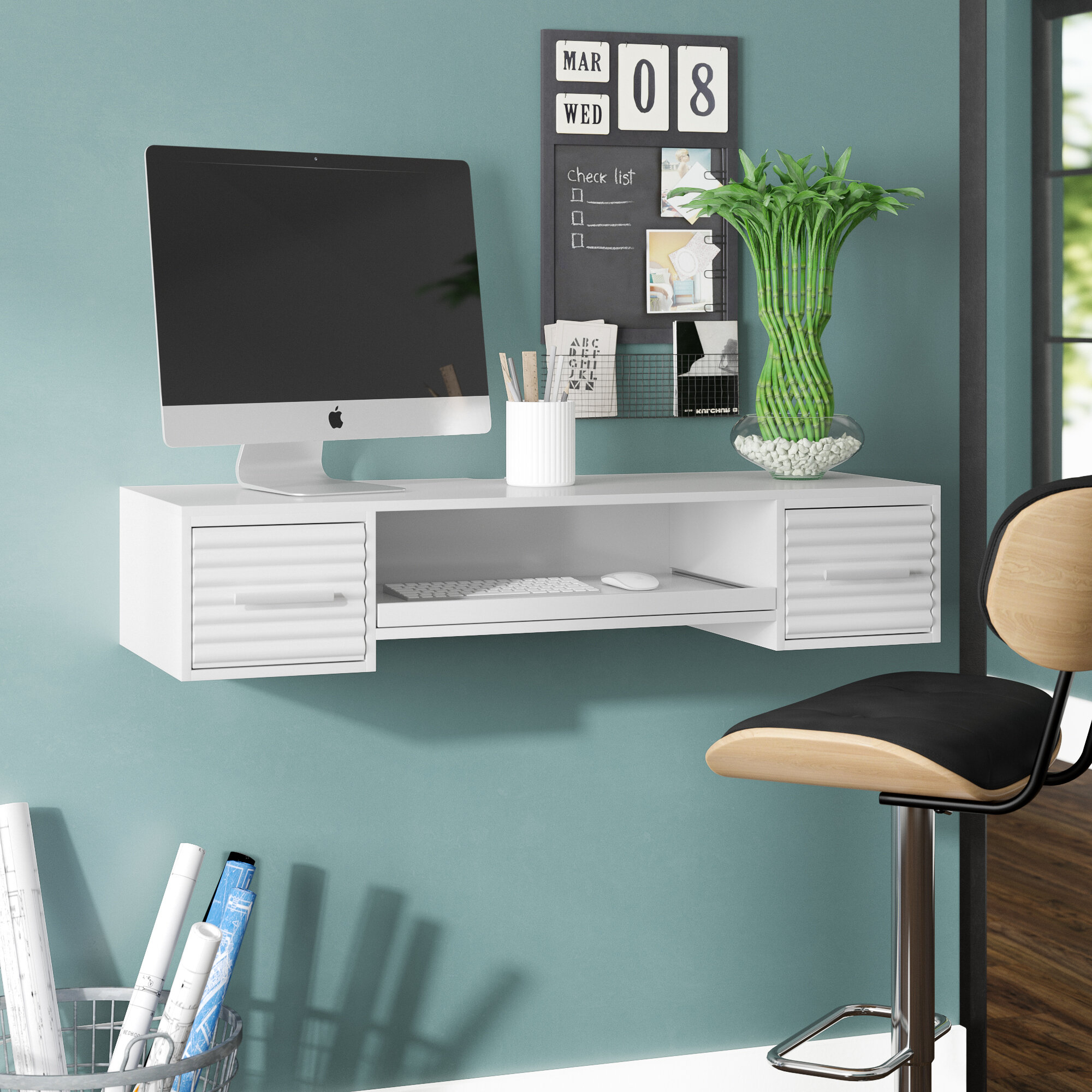 6 Floating Desk Ideas For Small Spaces - Visualhunt throughout Designing Functional Spaces with Floating Desks and Integrated Storage