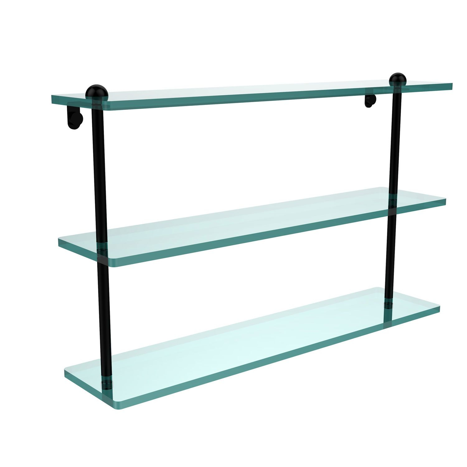 Allied Brass 22 Inch Triple Tiered Glass Shelf, Matte Black Rc-5/22-Bkm ... pertaining to Designing with Glam Glass Shelves in Matte Black A Deep Dive