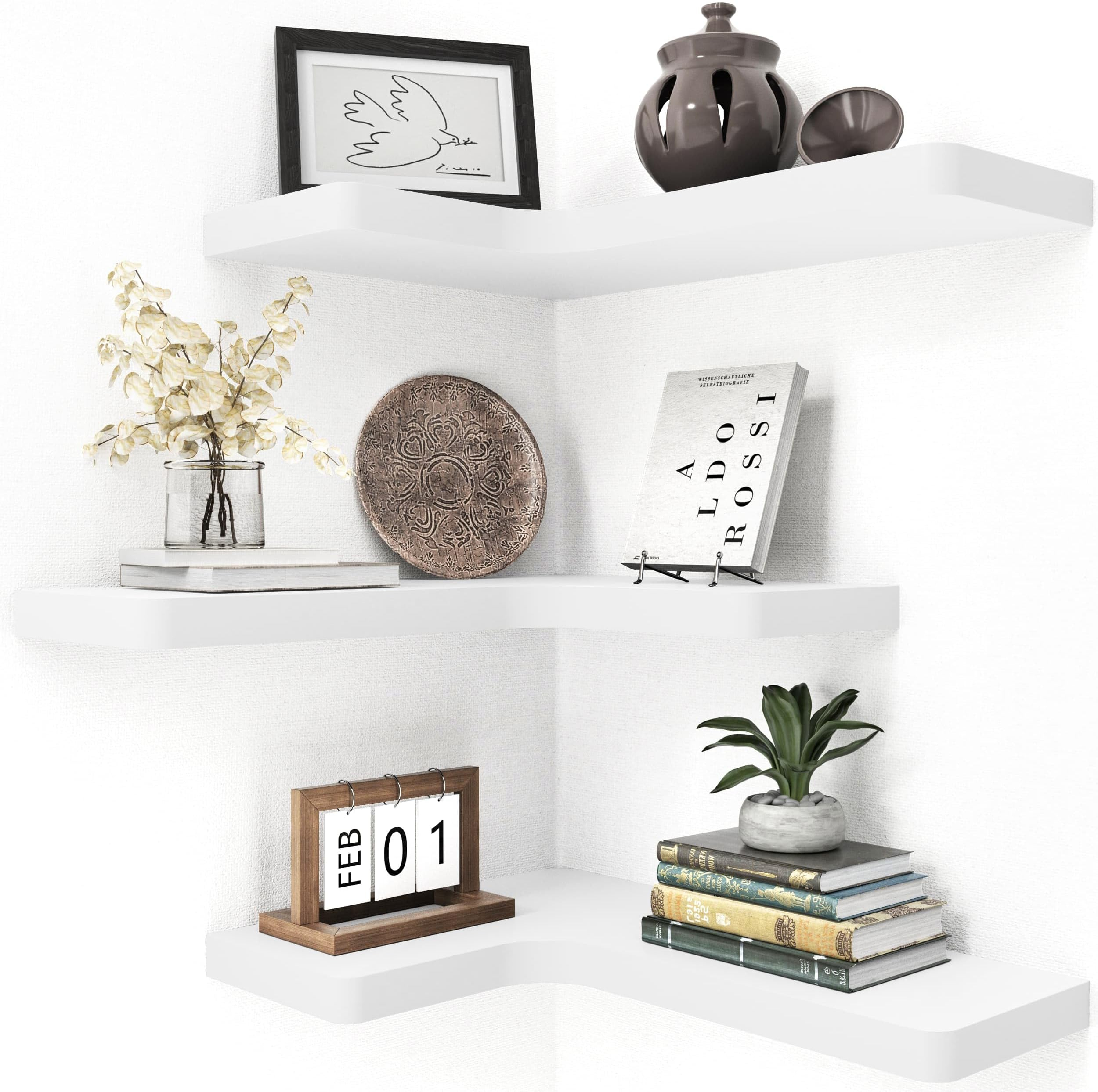 Amazon.com: Nature's Source Floating Corner Shelves Set Of 4, Corner ... for