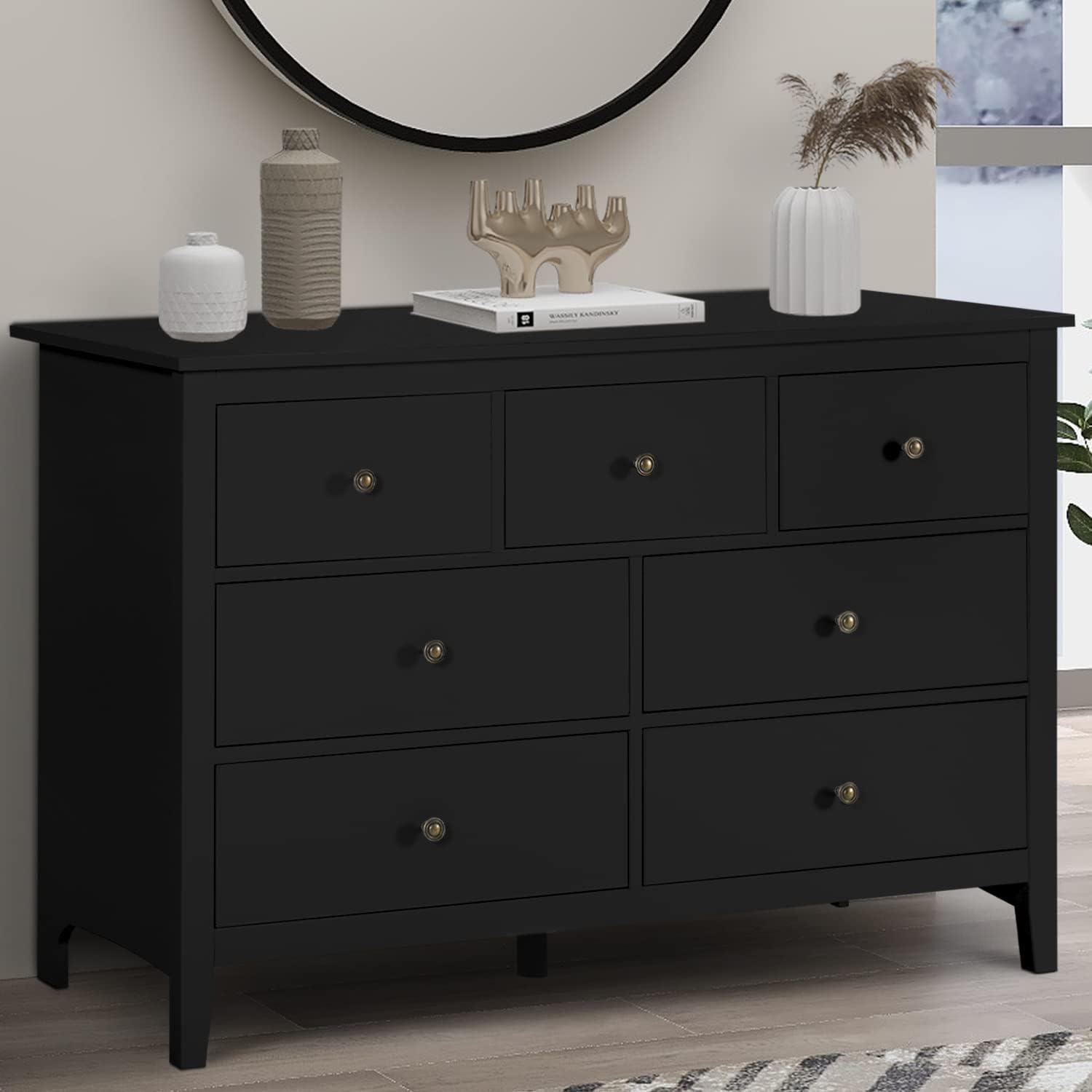 Amazon.com: Vikiullf Black Dresser - Modern Dresser For Bedroom, Wooden ... throughout