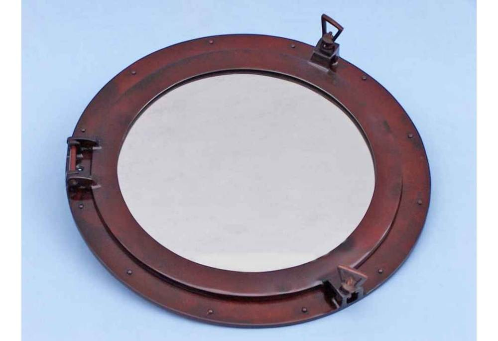 Antique Copper Decorative Ship's Porthole Mirror 24" regarding