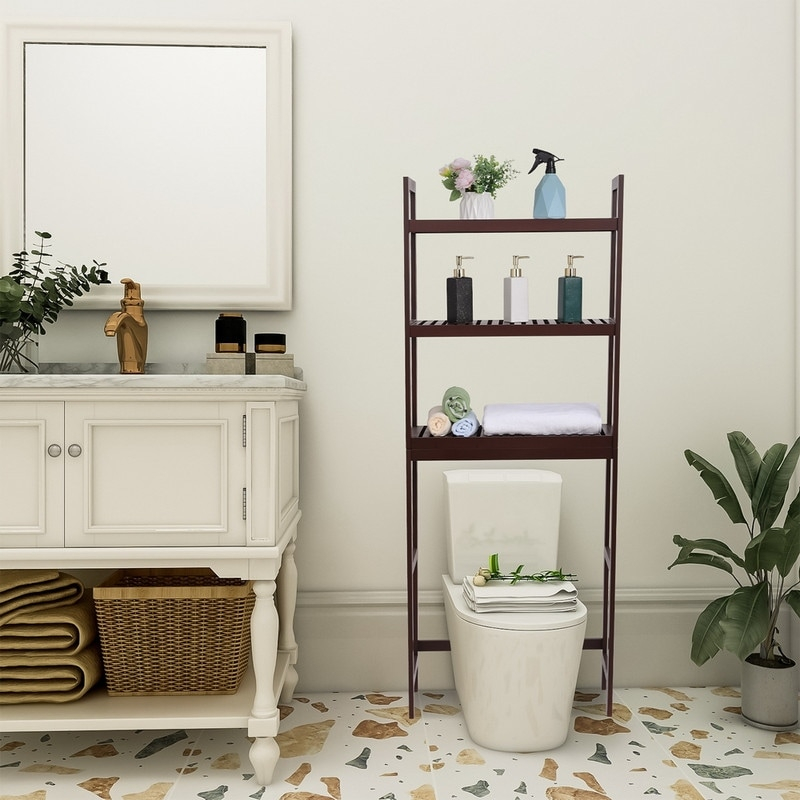 Bamboo Bathroom Rack 5-Layer Multifunctional Adjustable Shelf Natural ... with regard to
