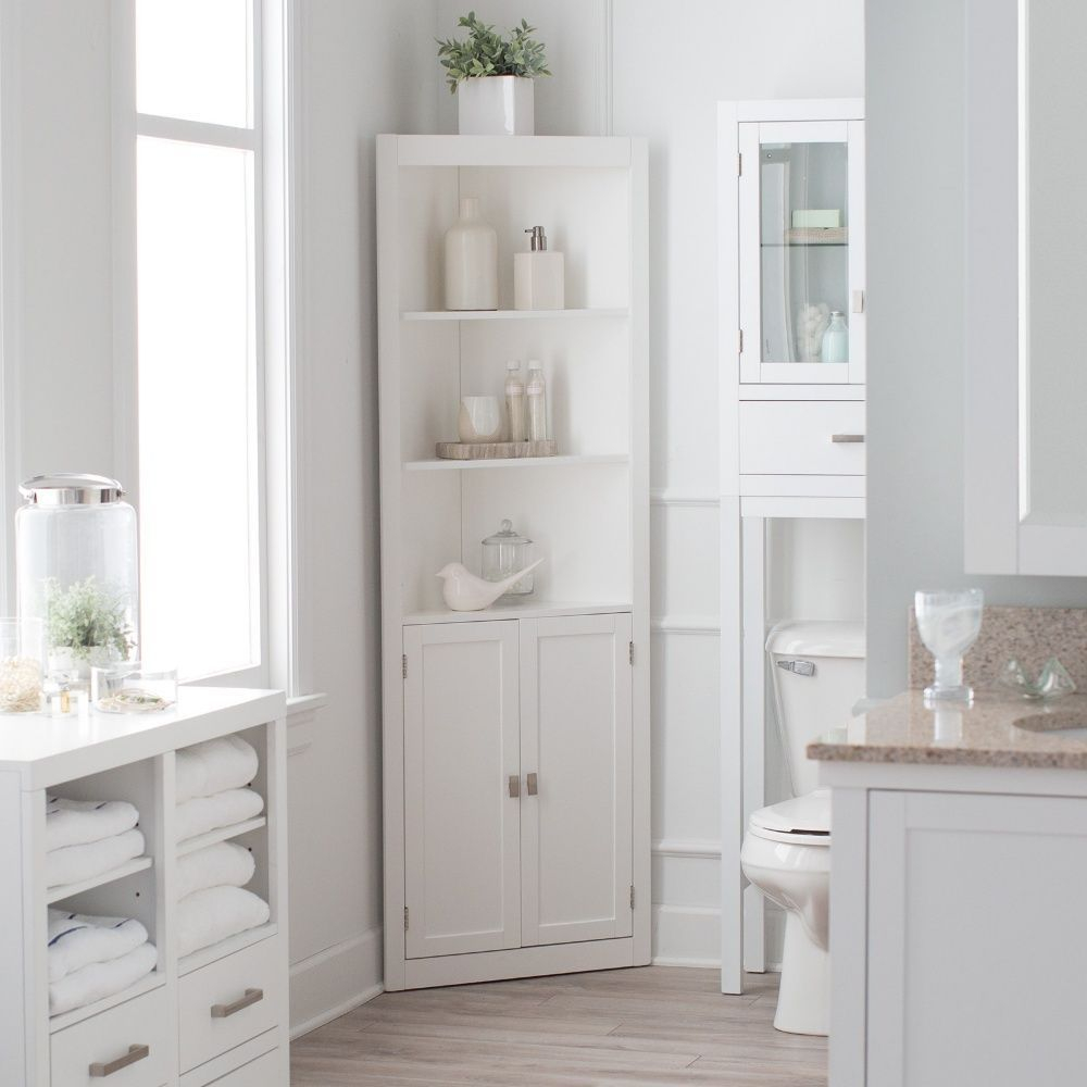 Bathroom Linen Cabinet Tower Corner Bath Storage Organizer Closet Shelf ... intended for