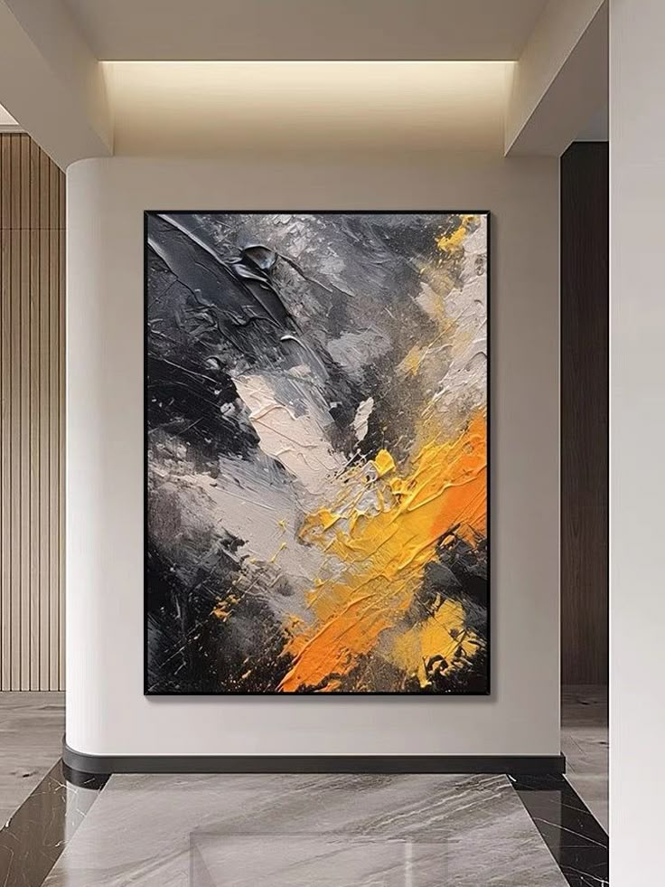 Black And Orange Textured Wall Art - White / 100X133Cm | Hand Painted ... with Beyond the Canvas Exploring the Textures of Iron Hand-Painted Walls