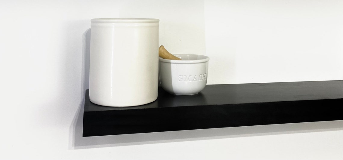 Black Floating Shelves Floating Shelf Black Modern Floating - Etsy for Transforming a Room How a Single Black Floating Shelf Makes a Statement