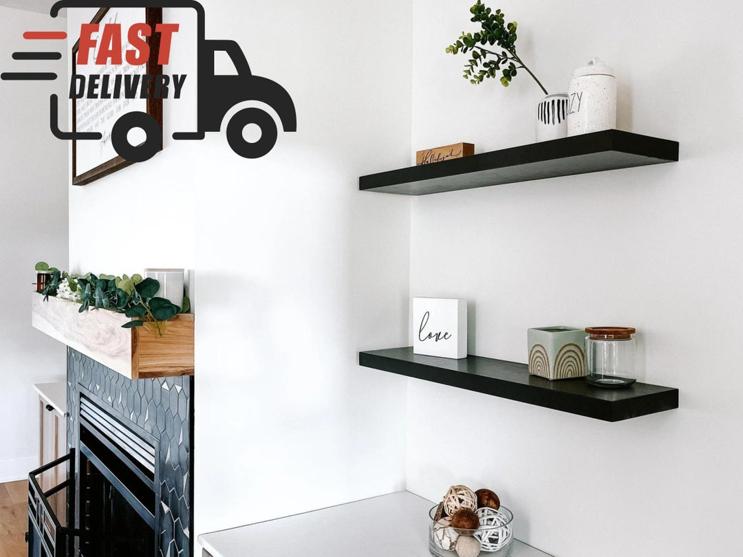 Black Floating Shelves | Floating Shelves | Black Shelves | Black Shelf ... for