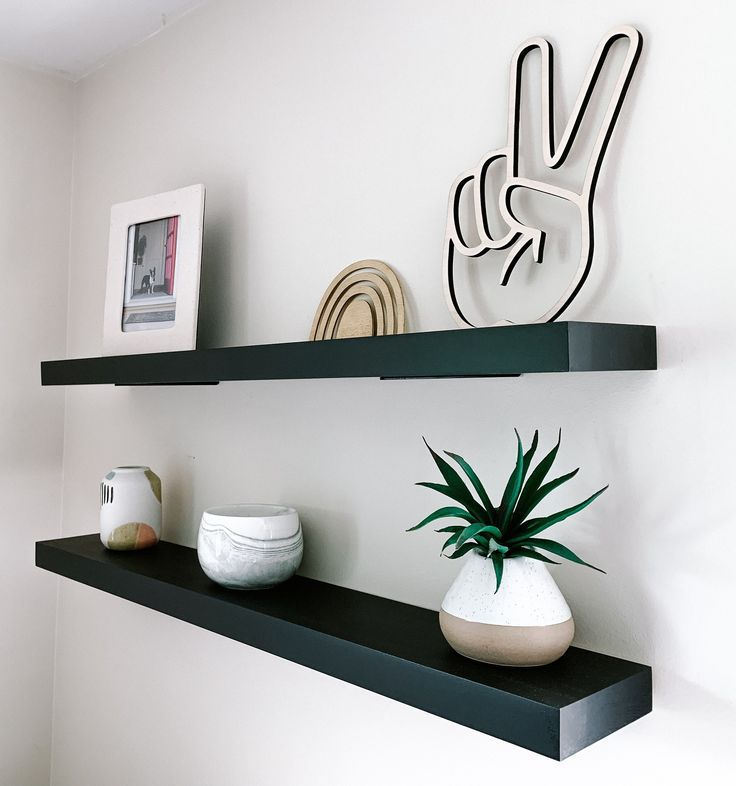 Black Solid Wood Floating Shelves Black Floating Shelves Solid Floating ... within Transforming a Room How a Single Black Floating Shelf Makes a Statement