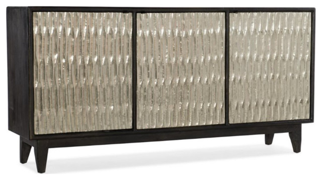 Bowery Hill 3-Door Transitional Wood Credenza With Shelf In Charcoal ... with