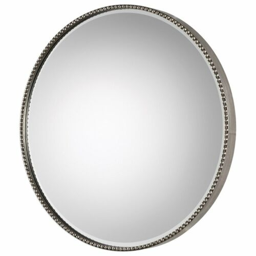 Bowery Hill Contemporary Decorative Mirror In Antique Silver | Ebay regarding