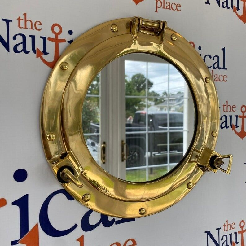 Brass Porthole Mirror Polished Finish 12"Inch Nautical Wall Mirror ... with From Ship to Shore The Enduring Legacy of the 11.5 Polished Brass Porthole Mirror
