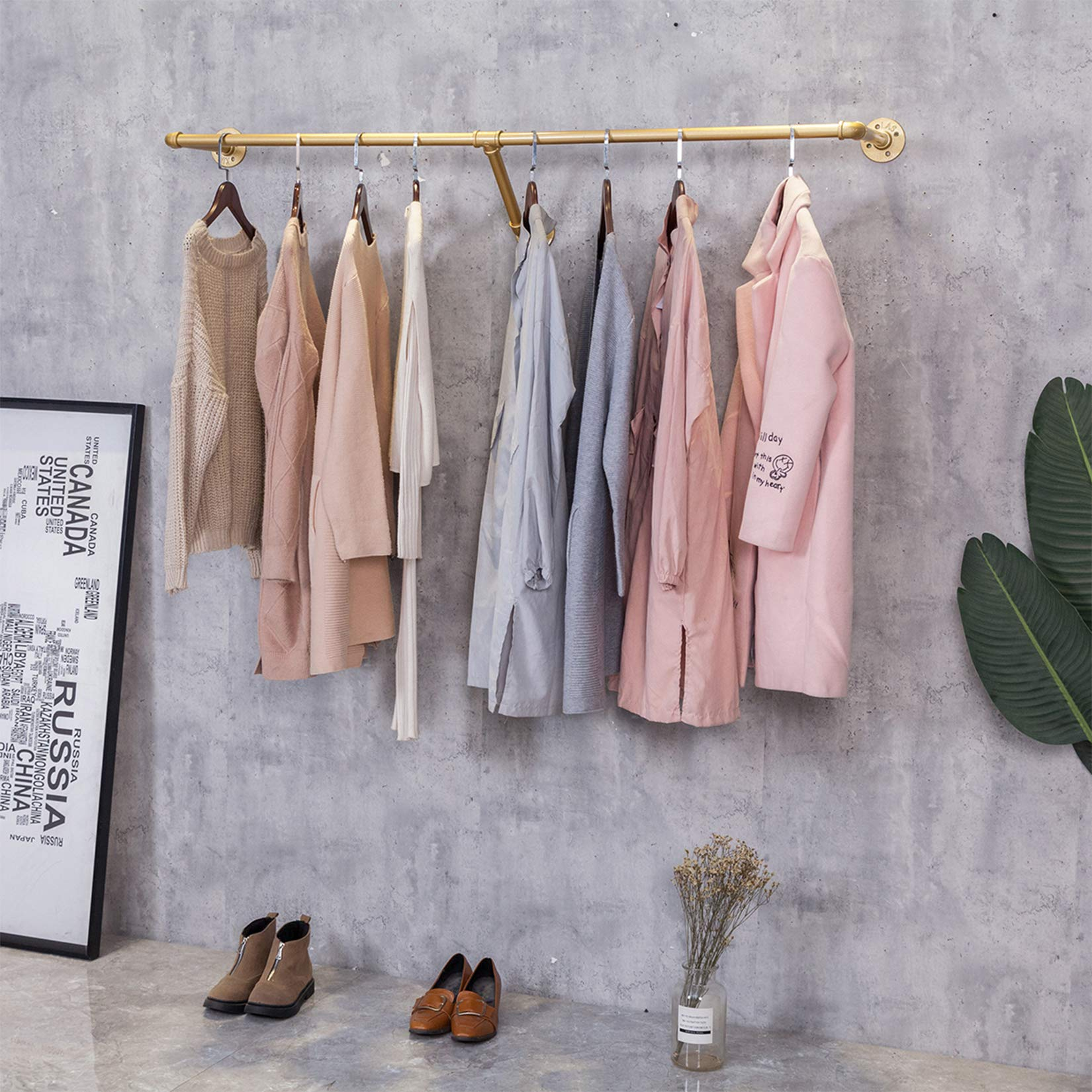 Buy Furvokia Industrial Pipe Wall Ed Clothes Hanging Shelves System ... for
