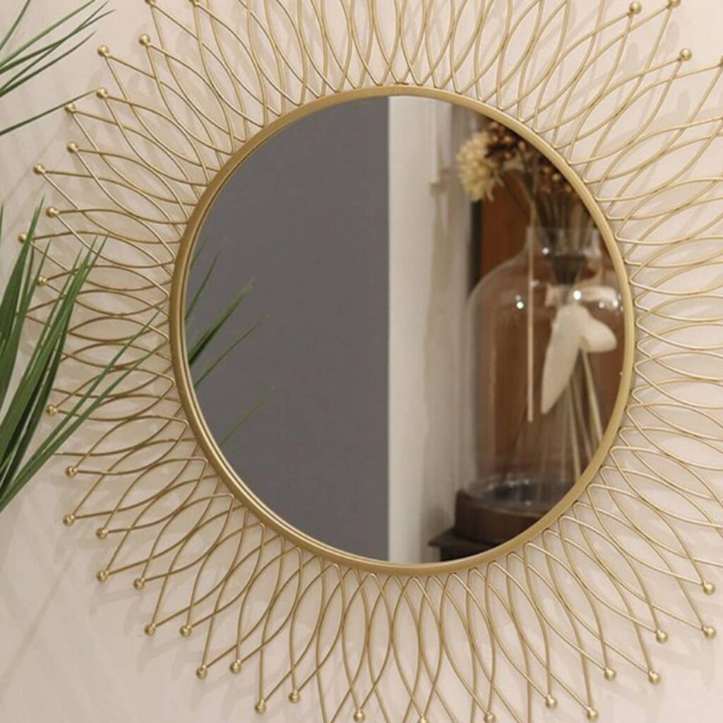 Buy Sunflower Inspired Round Metal Wall Mirror Online In India - Yf Decor regarding Unveiling the Teton Home Metal Wall Mirror WD-054 A Closer Look